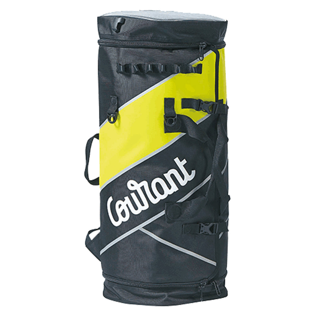 Gear bag that opens fully flat so you can see every bit of kit at once. Adjustable mesh compartments, padded back and straps. 54L Flash lemon
