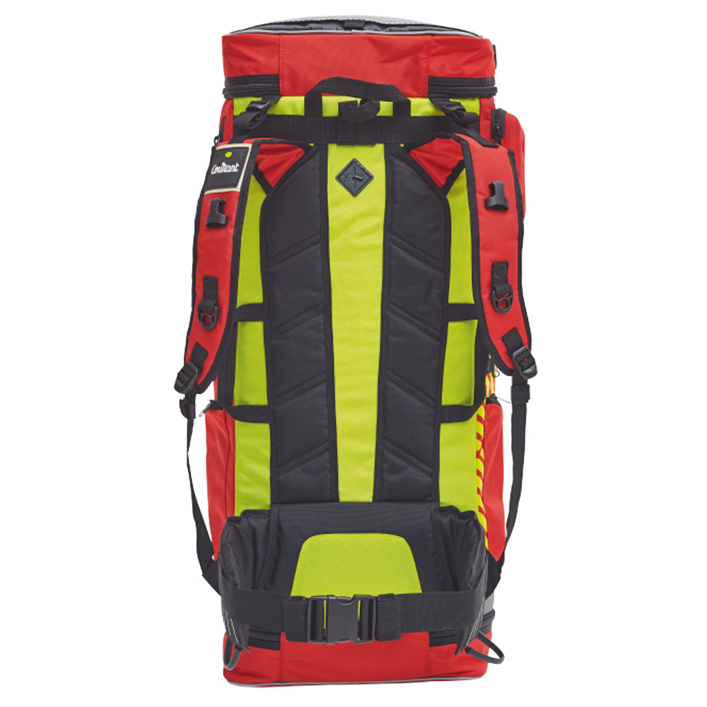 Courant Gear bag that opens fully flat so you can see every bit of kit at once. Adjustable mesh compartments, padded back and straps. 75L red only