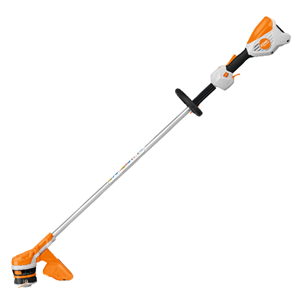 Shop the STIHL FSA 70 R Battery Grass Trimmer AK System Kit at Cannings. A versatile battery grass trimmer kit with battery and charger for trimming, mowing and clean-up work. side view

