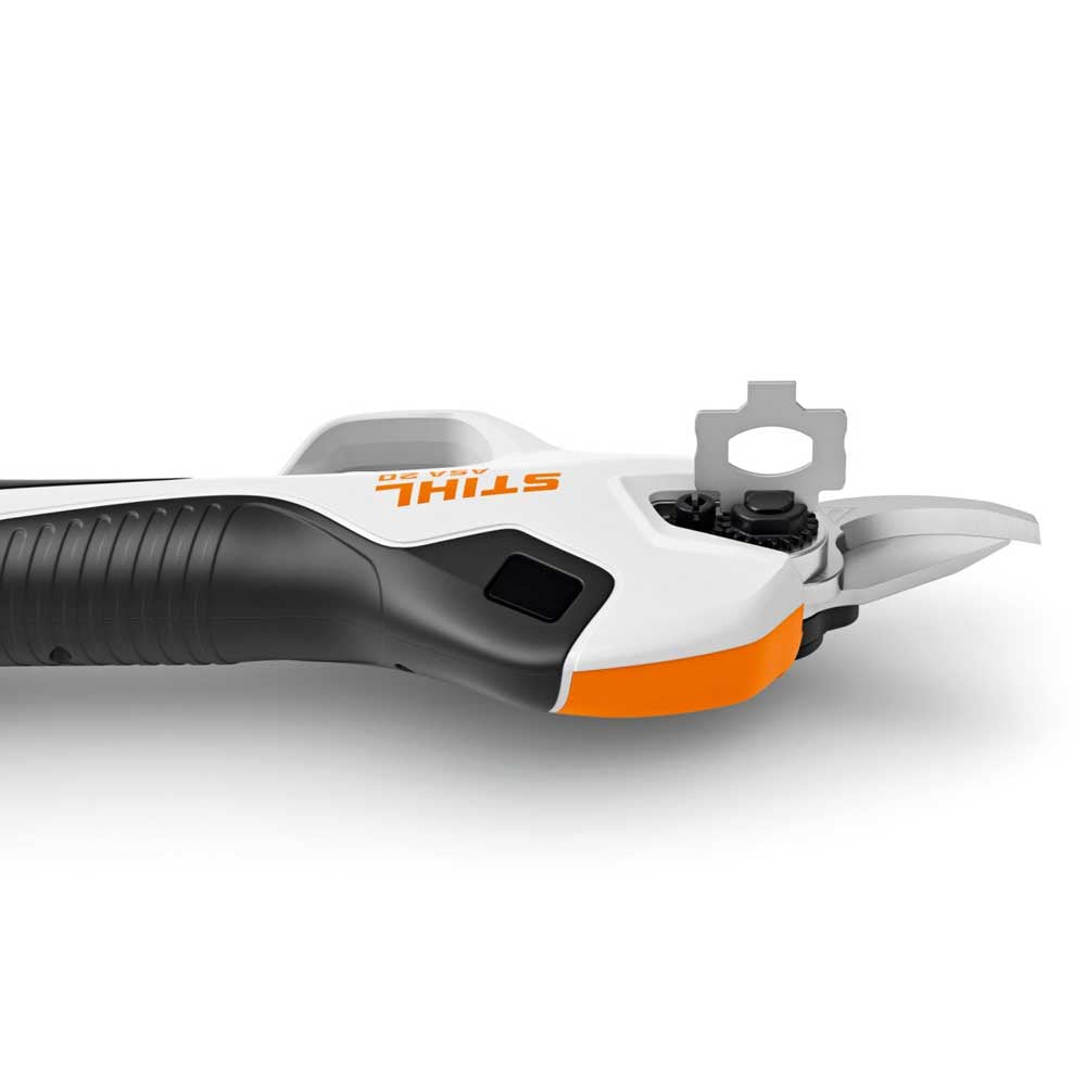 STIHL ASA 20 battery secateurs, part of the AS System. Includes battery and charger. Powerful, lightweight pruning tool for effortless cutting. Available at Cannings — your STIHL Elite Dealer. 4